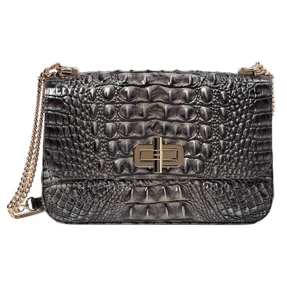 Brahmin Rosalie Leather Crossbody Bag Norcturnal Melbourne Charcoal Gray - Picture 3 of 16